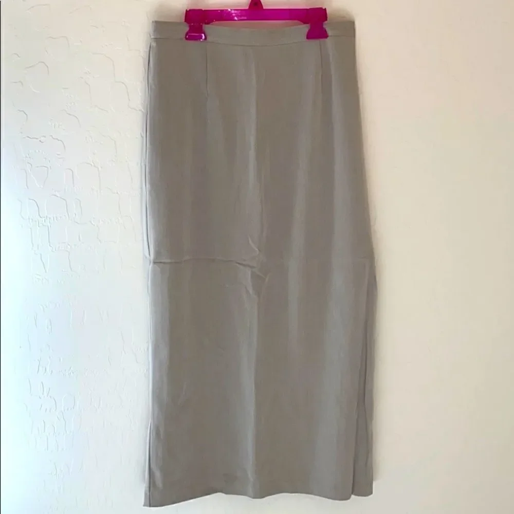 Women’s Beige A-Line Midi Skirt High Waist Old Money Classic Quiet Luxury Sz 8